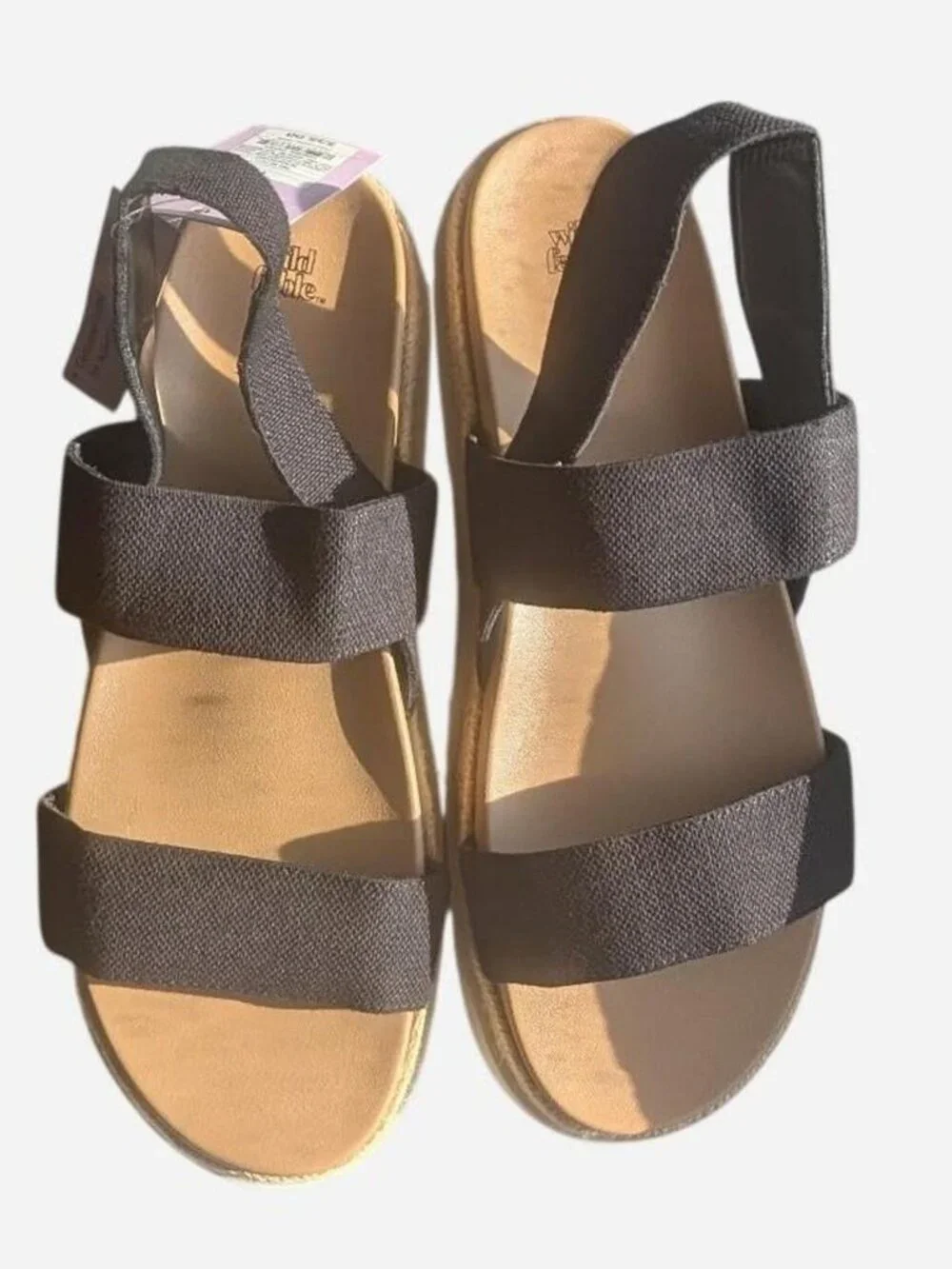 Women's Black and Cream Platform Strap Sandals